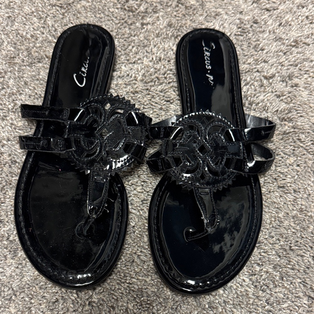 Circus by Sam Edelman Shiny Black Slide Sandals